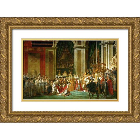 The Coronation of Napoleon Gold Ornate Wood Framed Art Print with Double Matting by David, Jacques-Louis
