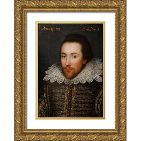 Cobbe portrait of Shakespeare Gold Ornate Wood Framed Art Print with Double Matting by Unknown