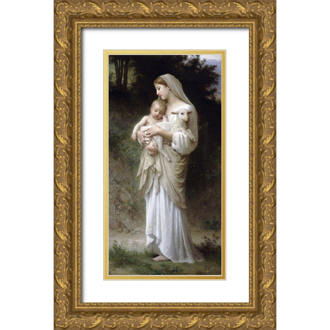 LInnocence Gold Ornate Wood Framed Art Print with Double Matting by Bouguereau, William-Adolphe