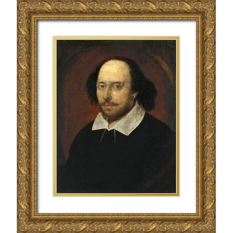 Chandos portrait of Shakespeare Gold Ornate Wood Framed Art Print with Double Matting by Taylor, John