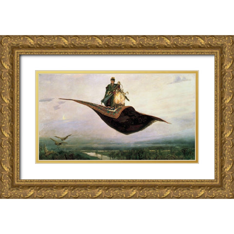 The Flying CarpetÂ atÂ Magic carpet Gold Ornate Wood Framed Art Print with Double Matting by Vasnetsov, Viktor