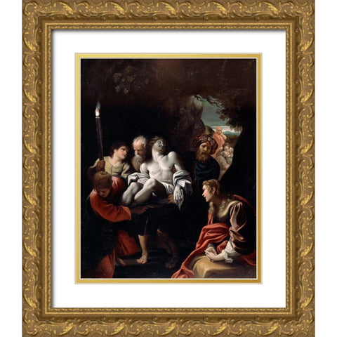 Christ Carried to the Tomb Gold Ornate Wood Framed Art Print with Double Matting by Sisto, Badalocchio