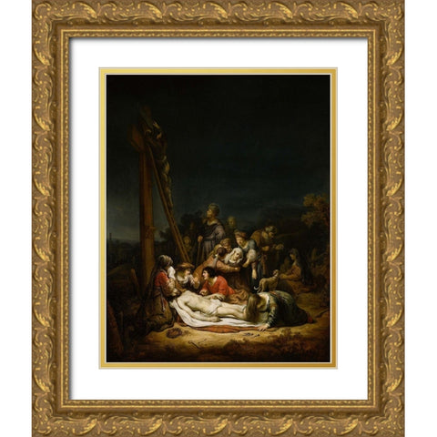 The Lamentation Gold Ornate Wood Framed Art Print with Double Matting by Flinck, Govaert