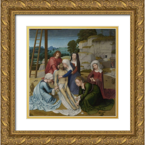 Lamentation Gold Ornate Wood Framed Art Print with Double Matting by David, Gerard