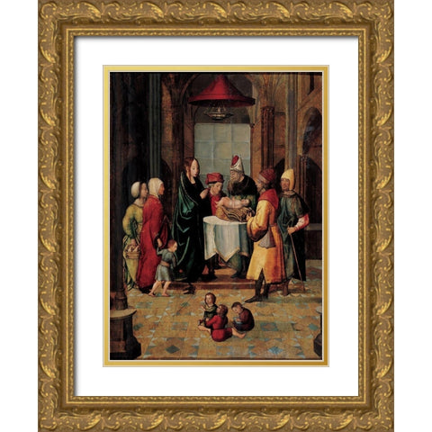 The Presentation of Christ Gold Ornate Wood Framed Art Print with Double Matting by Borgona Juan de