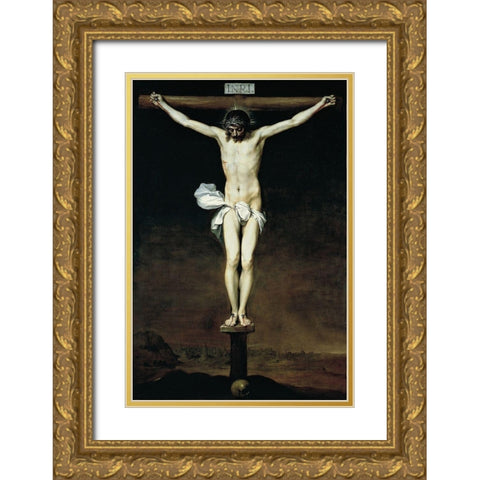 Cristo crucificado Gold Ornate Wood Framed Art Print with Double Matting by Cano, Alonso