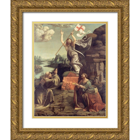 The Resurrection of Christ Gold Ornate Wood Framed Art Print with Double Matting by Boltraffio, Giovanni Antonio