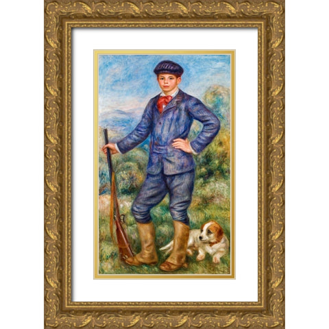Jean as a Huntsman 1910  Gold Ornate Wood Framed Art Print with Double Matting by Renoir, Pierre-Auguste