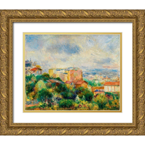 View From Montmartre 1892 Gold Ornate Wood Framed Art Print with Double Matting by Renoir, Pierre-Auguste