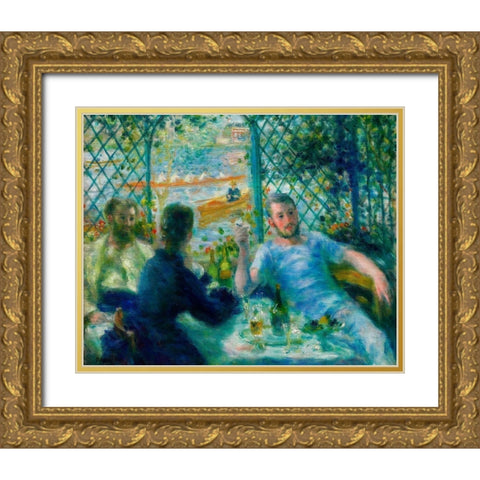 Lunch at the Restaurant Fournaise 1875 Gold Ornate Wood Framed Art Print with Double Matting by Renoir, Pierre-Auguste