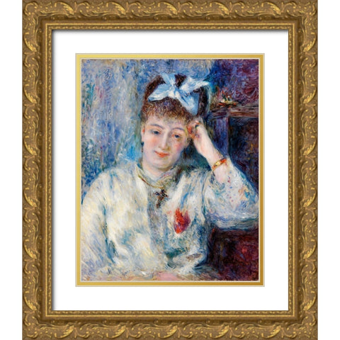 Portrait of Mademoiselle Marie Murer Gold Ornate Wood Framed Art Print with Double Matting by Renoir, Pierre-Auguste