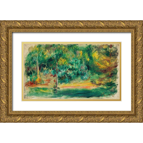 Landscape 1900 Gold Ornate Wood Framed Art Print with Double Matting by Renoir, Pierre-Auguste