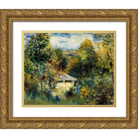 Louveciennes Gold Ornate Wood Framed Art Print with Double Matting by Renoir, Pierre-Auguste