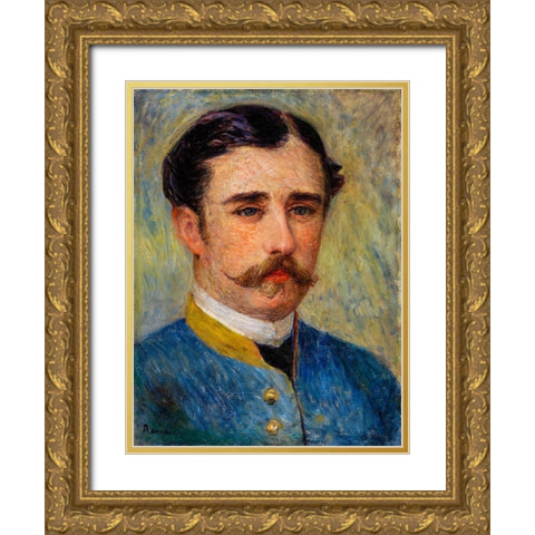 Portrait of a Man 1879 Gold Ornate Wood Framed Art Print with Double Matting by Renoir, Pierre-Auguste