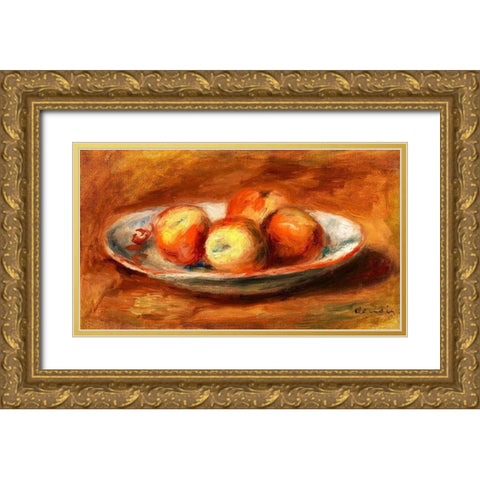 Apples 1914 Gold Ornate Wood Framed Art Print with Double Matting by Renoir, Pierre-Auguste