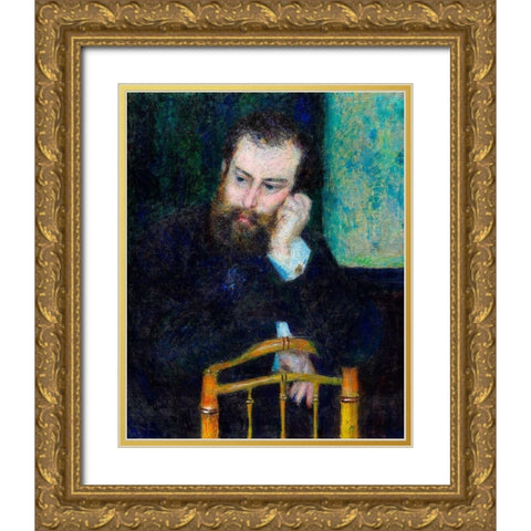 Alfred Sisley 1876 Gold Ornate Wood Framed Art Print with Double Matting by Renoir, Pierre-Auguste