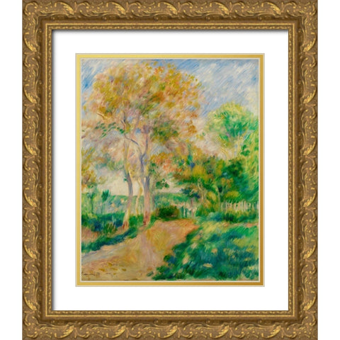 Autumn Landscape 1884 Gold Ornate Wood Framed Art Print with Double Matting by Renoir, Pierre-Auguste