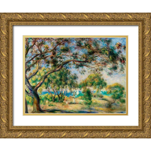 Coastal Scene 1892 Gold Ornate Wood Framed Art Print with Double Matting by Renoir, Pierre-Auguste