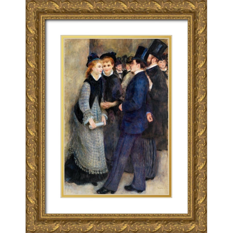 Leaving the Conservatory Gold Ornate Wood Framed Art Print with Double Matting by Renoir, Pierre-Auguste
