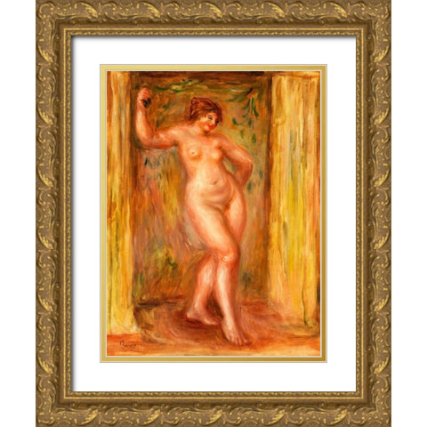 Nude with Castanets 1918 Gold Ornate Wood Framed Art Print with Double Matting by Renoir, Pierre-Auguste