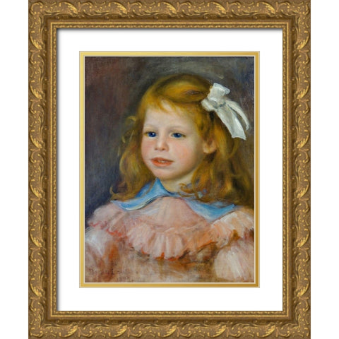 Portrait of Jean Gold Ornate Wood Framed Art Print with Double Matting by Renoir, Pierre-Auguste