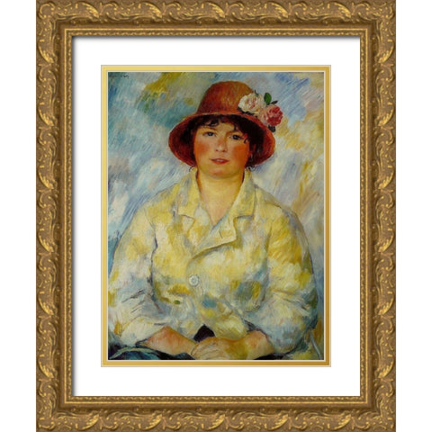 Portrait of Madame Renoir Gold Ornate Wood Framed Art Print with Double Matting by Renoir, Pierre-Auguste