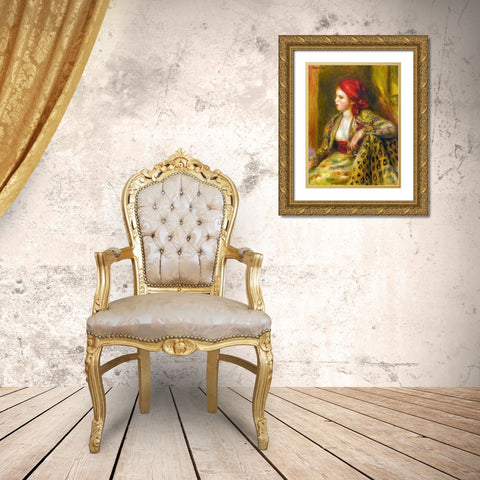 Odalisque Gold Ornate Wood Framed Art Print with Double Matting by Renoir, Pierre-Auguste