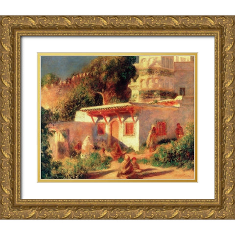 Mosque at Algiers Gold Ornate Wood Framed Art Print with Double Matting by Renoir, Pierre-Auguste