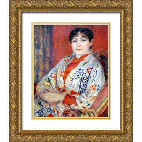 Portrait of Madame Henriot Gold Ornate Wood Framed Art Print with Double Matting by Renoir, Pierre-Auguste