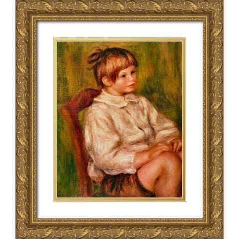 Coco Claude Renoir Gold Ornate Wood Framed Art Print with Double Matting by Renoir, Pierre-Auguste