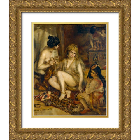 Parisiennes in Algerian Costume or Harem Gold Ornate Wood Framed Art Print with Double Matting by Renoir, Pierre-Auguste