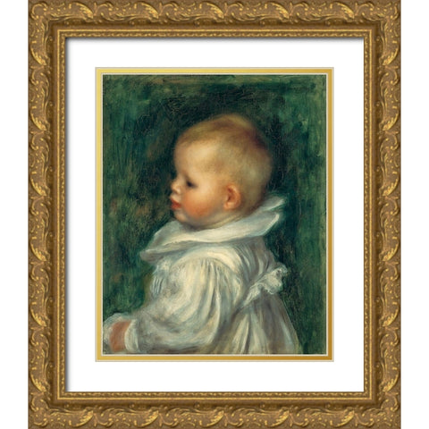 Portrait of Claude Renoir Gold Ornate Wood Framed Art Print with Double Matting by Renoir, Pierre-Auguste