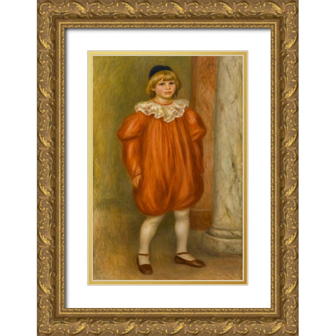 Claude Renoir in Clown Costume Gold Ornate Wood Framed Art Print with Double Matting by Renoir, Pierre-Auguste