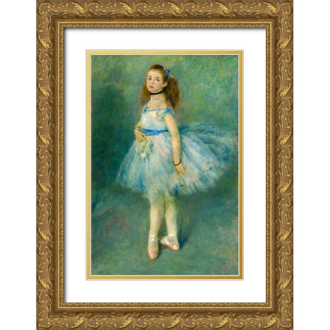 The Dancer Gold Ornate Wood Framed Art Print with Double Matting by Renoir, Pierre-Auguste