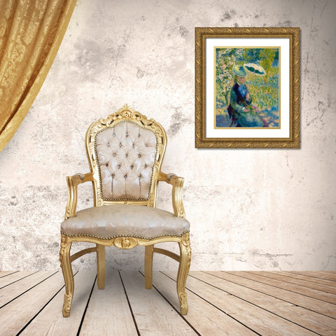 The parasol Gold Ornate Wood Framed Art Print with Double Matting by Renoir, Pierre-Auguste