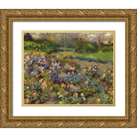 Rosenhain Gold Ornate Wood Framed Art Print with Double Matting by Renoir, Pierre-Auguste