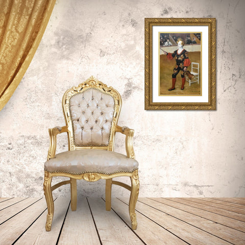 The clown Gold Ornate Wood Framed Art Print with Double Matting by Renoir, Pierre-Auguste