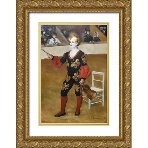 The clown Gold Ornate Wood Framed Art Print with Double Matting by Renoir, Pierre-Auguste