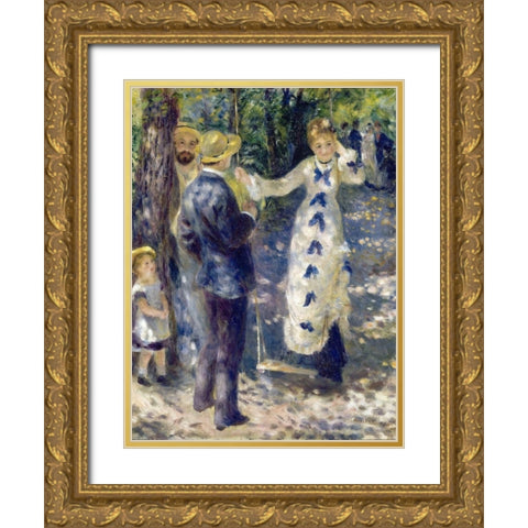 The Swing Gold Ornate Wood Framed Art Print with Double Matting by Renoir, Pierre-Auguste