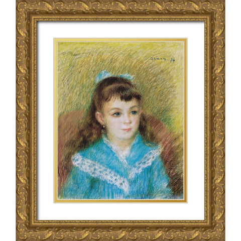 Portrait of a Young Girl, Elisabeth Maitre 1879 Gold Ornate Wood Framed Art Print with Double Matting by Renoir, Pierre-Auguste
