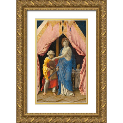 Judith with the Head of Holofernes Gold Ornate Wood Framed Art Print with Double Matting by Mantegna, Andrea