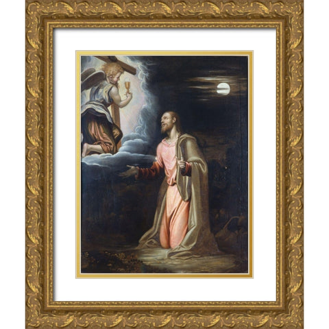 Christ in the Garden Gold Ornate Wood Framed Art Print with Double Matting by Peterzano, Simone