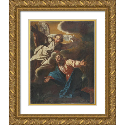 Christ on the Mount of Olives Gold Ornate Wood Framed Art Print with Double Matting by Schroder, Johann Christian