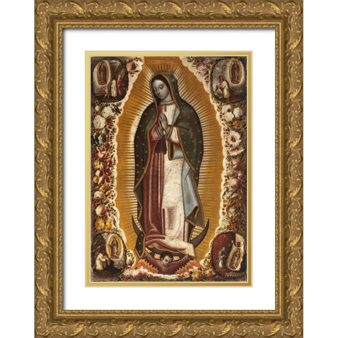 Virgin of Guadalupe Gold Ornate Wood Framed Art Print with Double Matting by Arellano, Manuel de