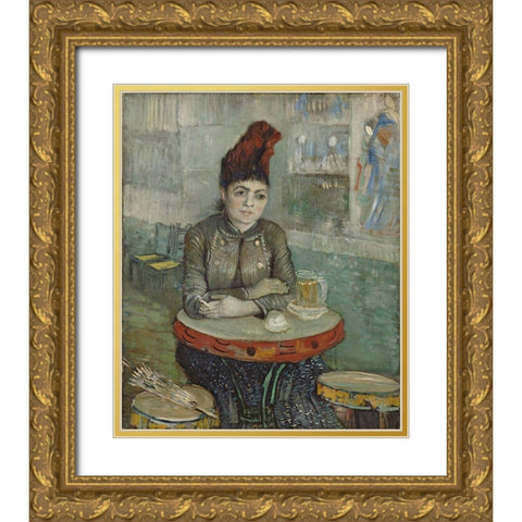 In the cafe, Agostina Segatori in Le tambourin Gold Ornate Wood Framed Art Print with Double Matting by van Gogh, Vincent