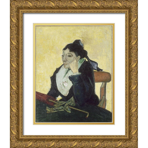 The Arlesienne Gold Ornate Wood Framed Art Print with Double Matting by van Gogh, Vincent