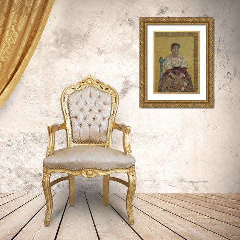 The Italian Woman Gold Ornate Wood Framed Art Print with Double Matting by van Gogh, Vincent