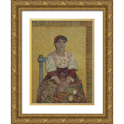 The Italian Woman Gold Ornate Wood Framed Art Print with Double Matting by van Gogh, Vincent