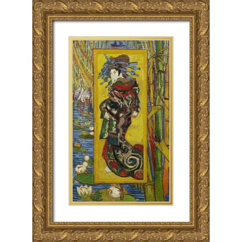 Courtesan, after Eisen Gold Ornate Wood Framed Art Print with Double Matting by van Gogh, Vincent