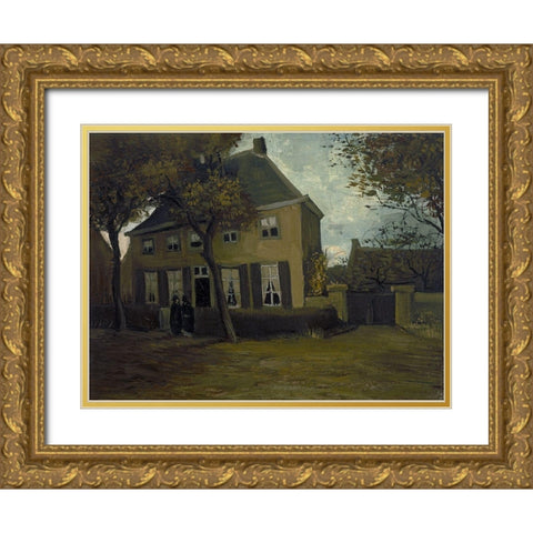 The vicarage at Nuenen Gold Ornate Wood Framed Art Print with Double Matting by van Gogh, Vincent